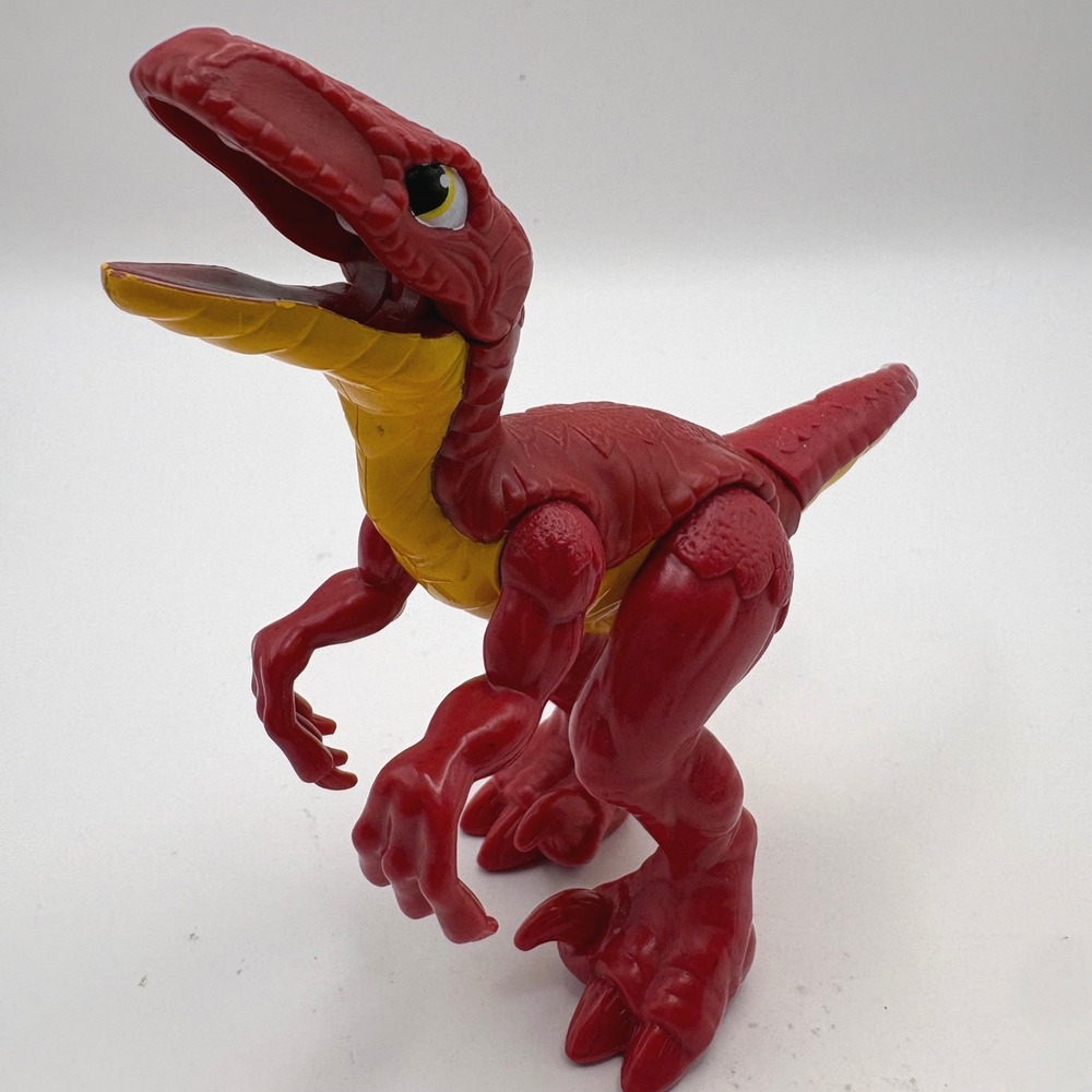 Fisher Price Imaginext Red Raptor Velociraptor Dinosaur Action Figure 2011 4in